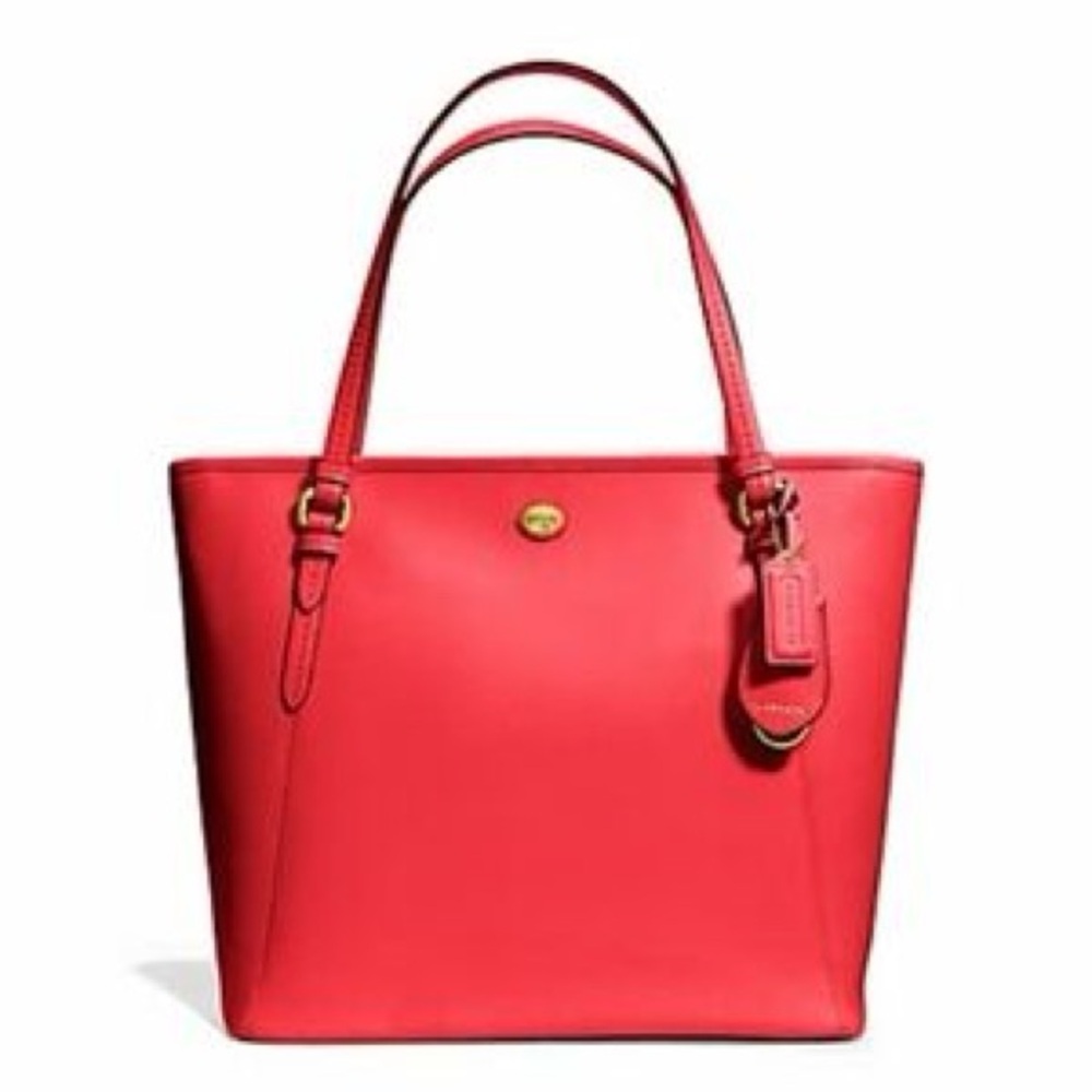 Coach Peyton Leather Zip Top Tote Bag F27349 Red Orig $348